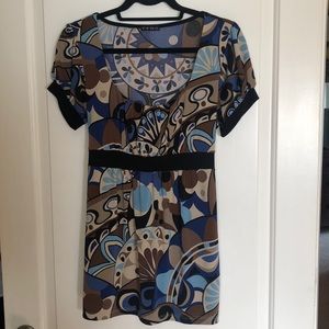FANG patterned stretchy blouse blue black brown
